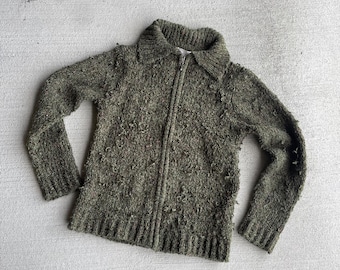 90s vintage green cardigan wool blend earthy whimsy fairy boho granola girl | size m
