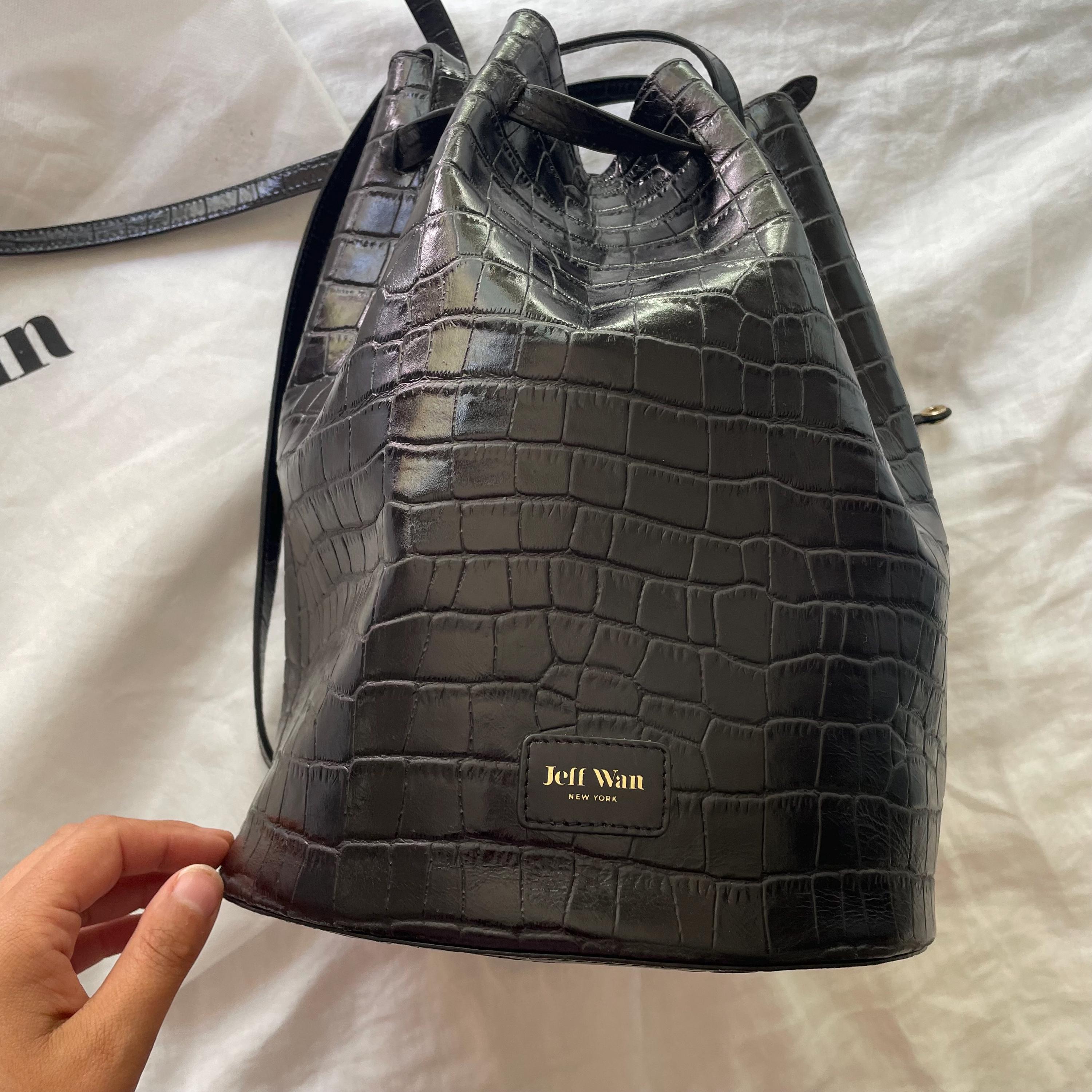 Jeff Wan Black Croc Embossed Leather Oversized Large Bucket Bag - Etsy