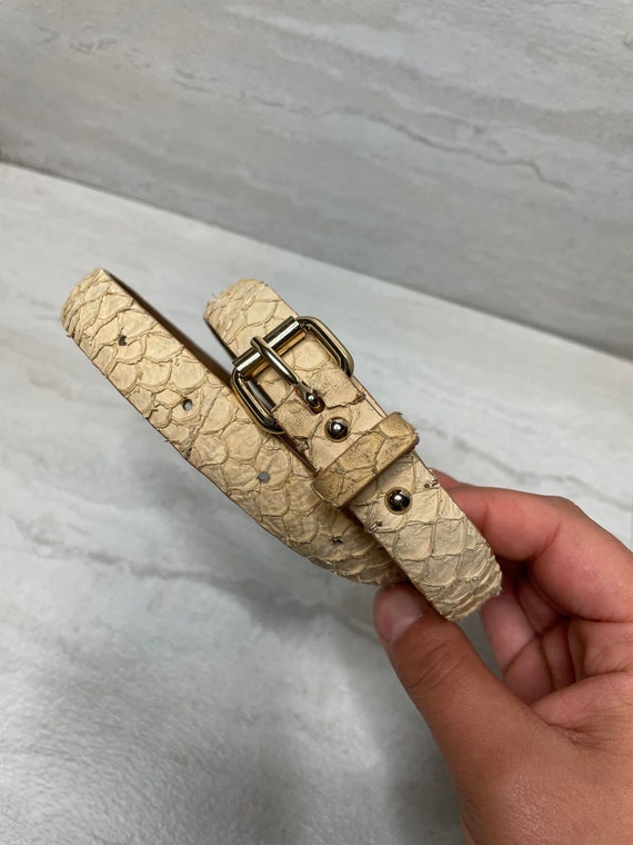 Ann Taylor Light Tan Leather Belt Ann Taylor Suede Textured Buckle Belt Size XL Light Sand  main image 3