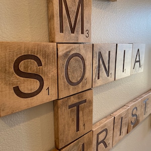 LASER ENGRAVED Maple Scrabble Tiles  |  Family Names  |  Game Night  |  Picture Wall