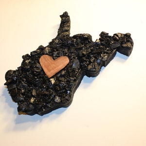 8 WV real coal wall hanging art, plaque with or without cedar heart, West Virginia image 5