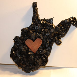 8 WV real coal wall hanging art, plaque with or without cedar heart, West Virginia image 6