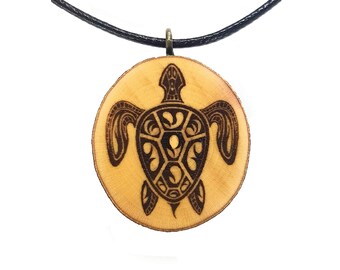 Halskette Anhänger Holz Maori Tiki Tribal Design längenverstellbar N100