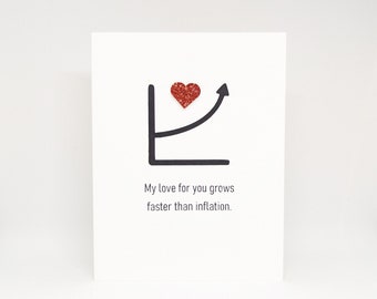 Funny Inflation Card, my love for you grows faster than inflation, birthday, anniversary, love, funny couples card