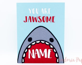 You Are Jawsome Birthday, Punny Shark Birthday Card, Baby Shark, Shark boy, Jawsome Birthday, Awesome Birthday, Punny Birthday card