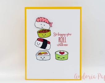 PUNNY: Sushi ROLL, Valentine's Day, Sushi Valentine, Birthday, Sushi Love, Handmade Sushi Valentine's Card