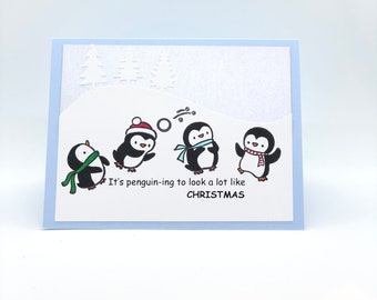 PUNNY: Weihnachtspinguine, Punny-Pinguine, Pinguin-Wortspiele, Pinguin-Liebhaber, Pinguine, es fängt an, sehr nach Weihnachten auszusehen