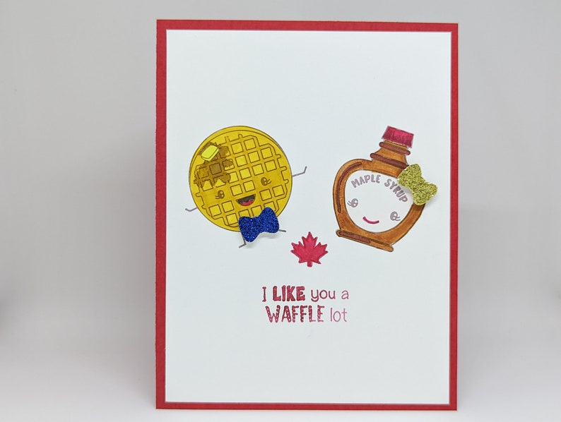 Waffel und Ahornsirup Valentine, Geburtstag, Hochzeit, Jubiläum, kanadisches Thema, kanadischer Feinschmecker, Kanada, Punny Card, Foodie Valentine Like You Waffle Lot