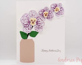 Birthday Orchids, Happy Anniversary, Orchid, Valentines, Mother's Day, Thinking of You, With Sympathy, Flowers, Pop up Orchid, Orchid Card
