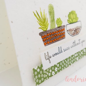 Life Would Succ Without You, Punny Succulent, Succulent Birthday, Plants for Mom,Plantable Card,Plant Mom, Plant a Card image 2