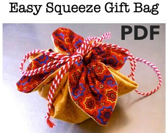 Easy Squeeze Gift Bag PDF Pattern - sweet reusable gift bag in 4 sizes
