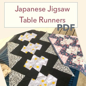 Japanese Jigsaw Puzzle Table Runners PDF pattern - new piecing for a classic block!