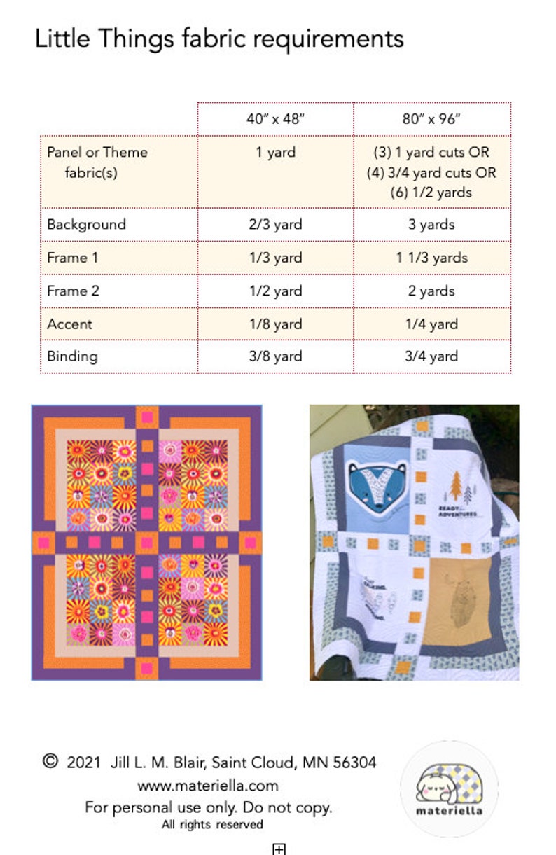 Little Big Things PDF Quilt Pattern 2 Sizes Twin XL or Baby, Tshirt