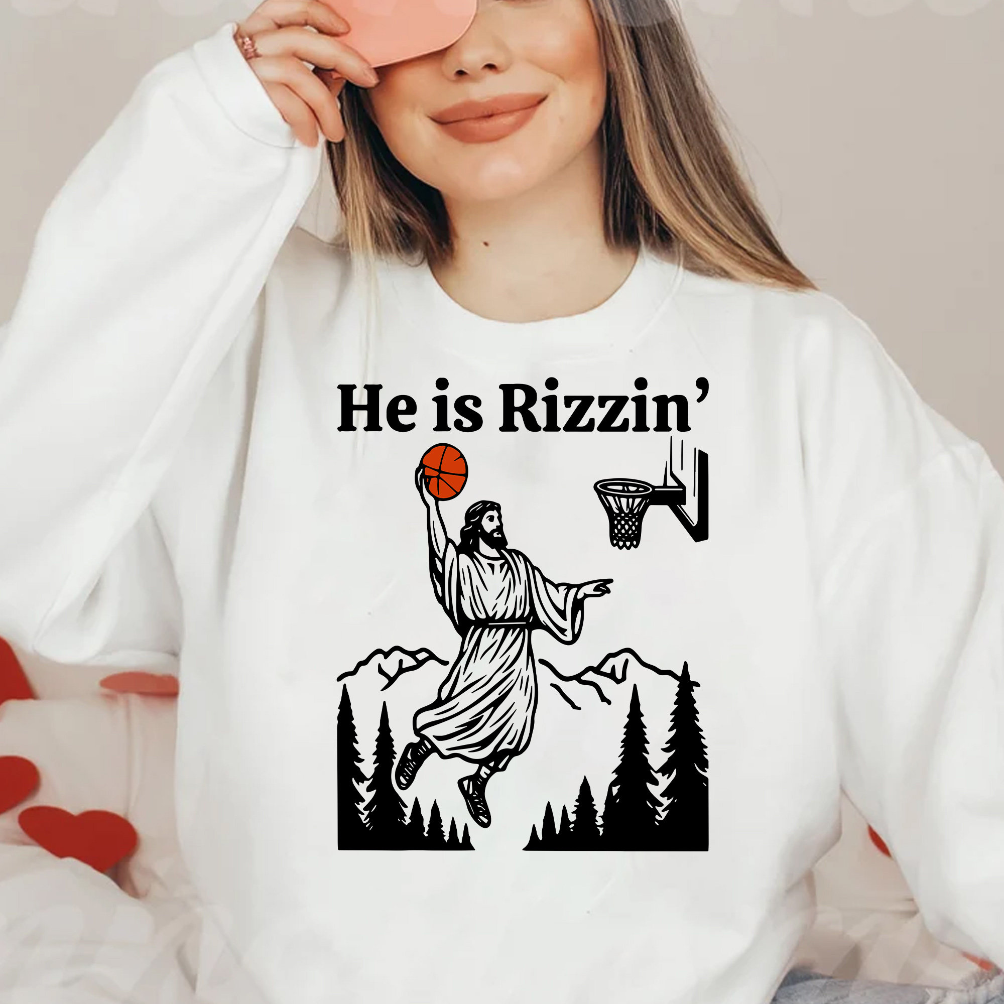 He is Rizzin' PNG, Funny Easter Png, Jesus Playing Basketball Png ...