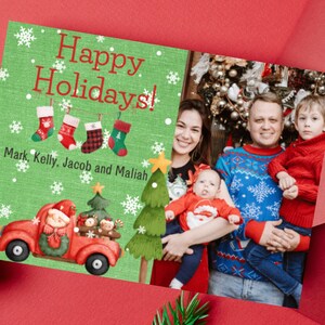 Christmas Card Photo Template | 5 x 7 Printable, Editable Christmas Card | Photo Holiday Card Template
