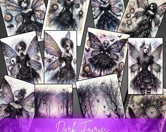 Dark Fairies Junk Journal Pages: Gothic Fantasy Ephemera (PDF Download)