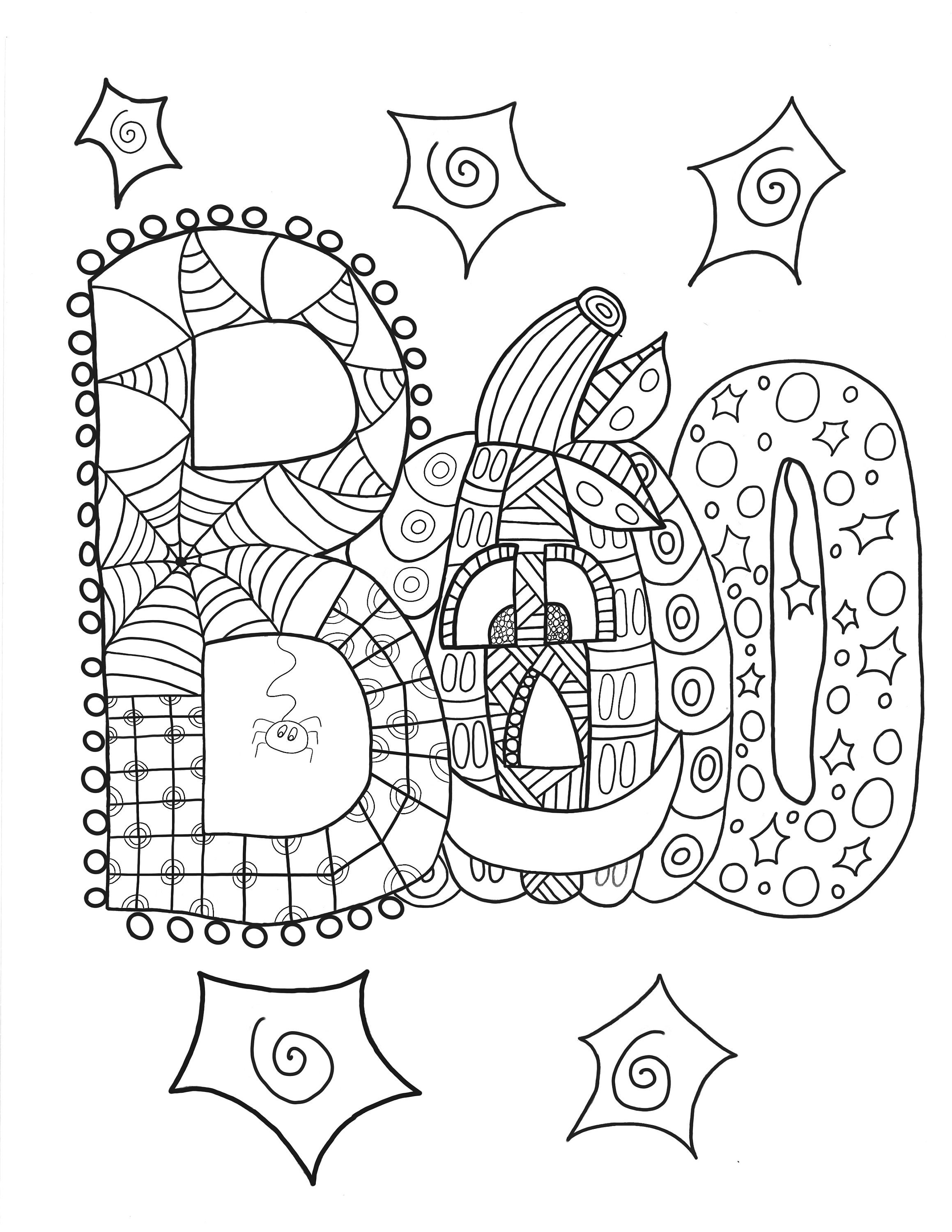 Halloween Zentangle Coloring Pages: Stress Relief Activity (printable ...