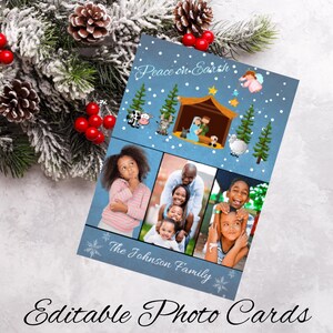 Christmas Card with Photo Template | 5 x 7 Editable, Printable Christmas Card | Photo Holiday Card Template |Nativity Scene Christmas Card