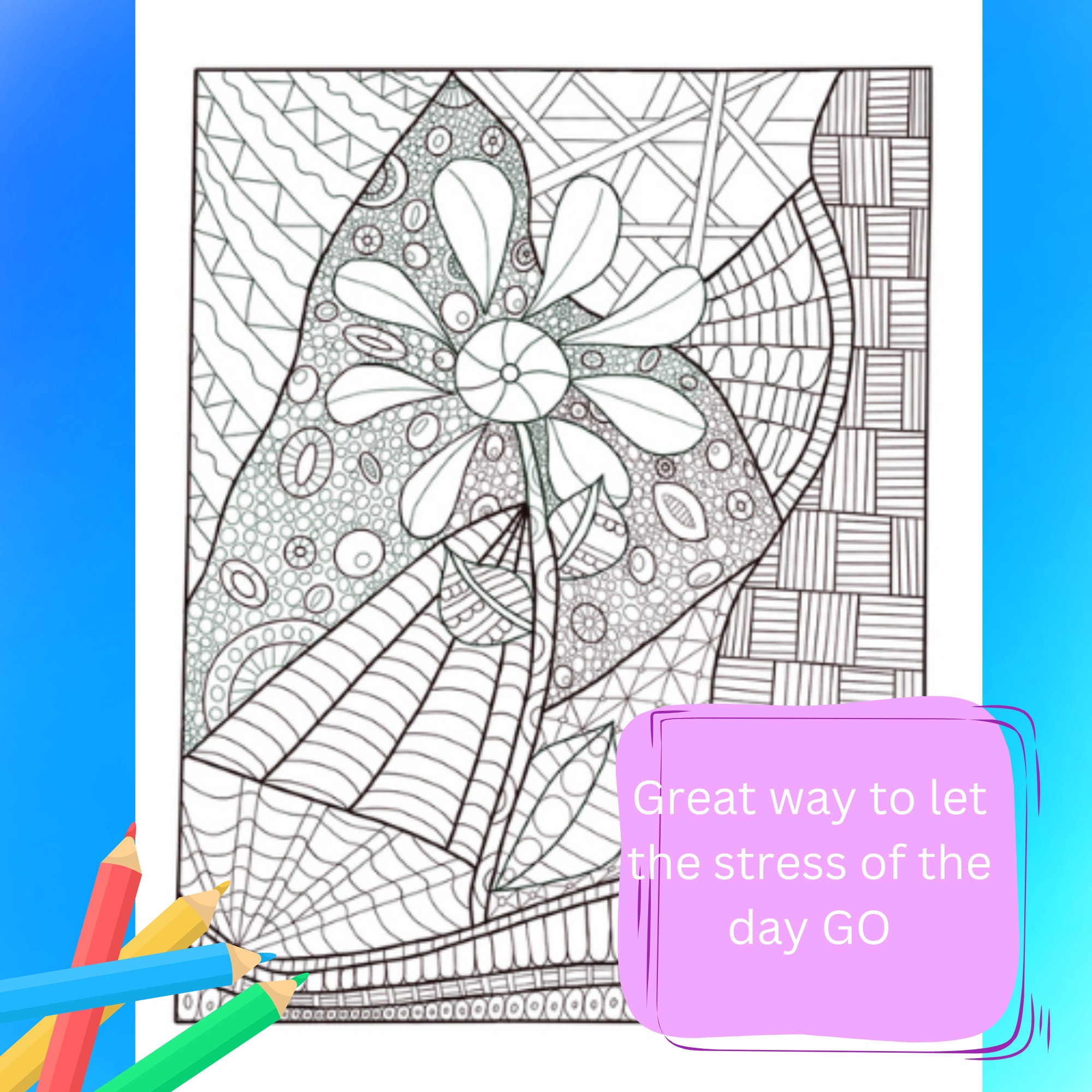 Zentangle Printable PDF, PNG Coloring Pages | Four Instant Download ...