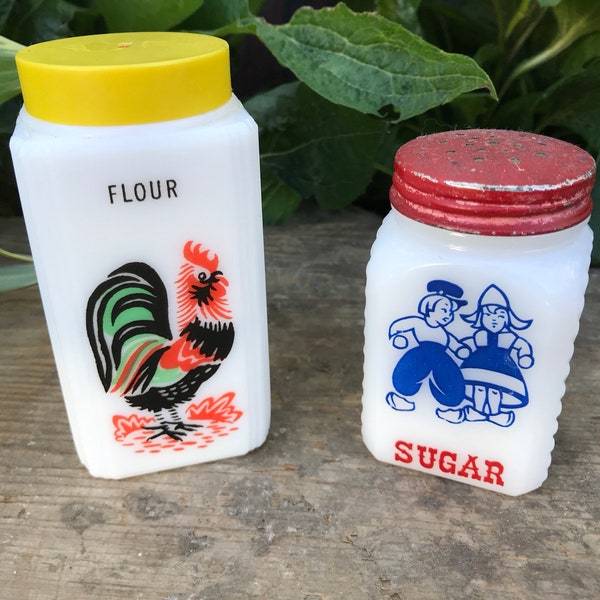 Dépression Glass Hoosier Jar McKee Tipp City Spice Flour Jar Milk Shaker