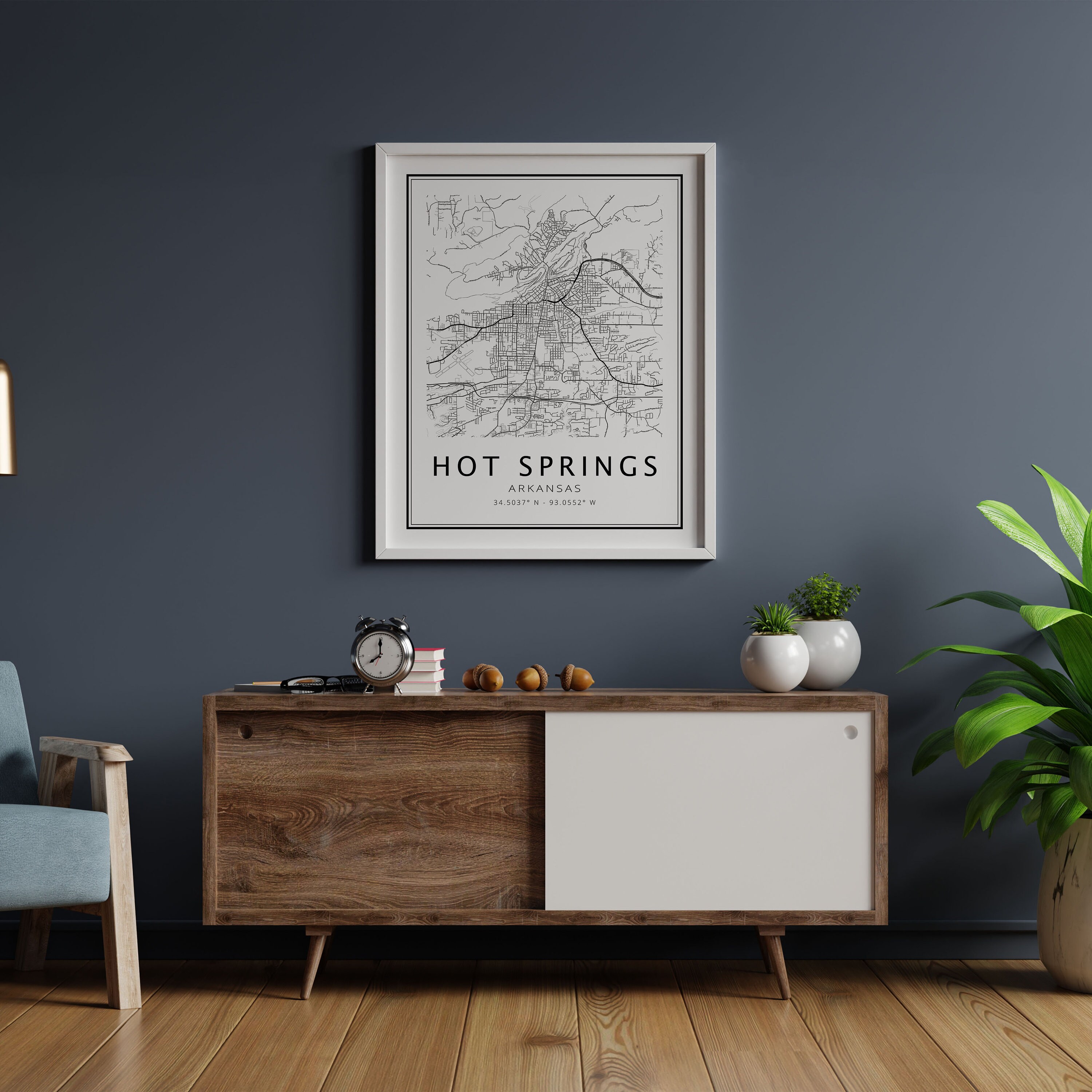 Hot Springs Map Printable Hot Springs Road Map Arkansas | Etsy