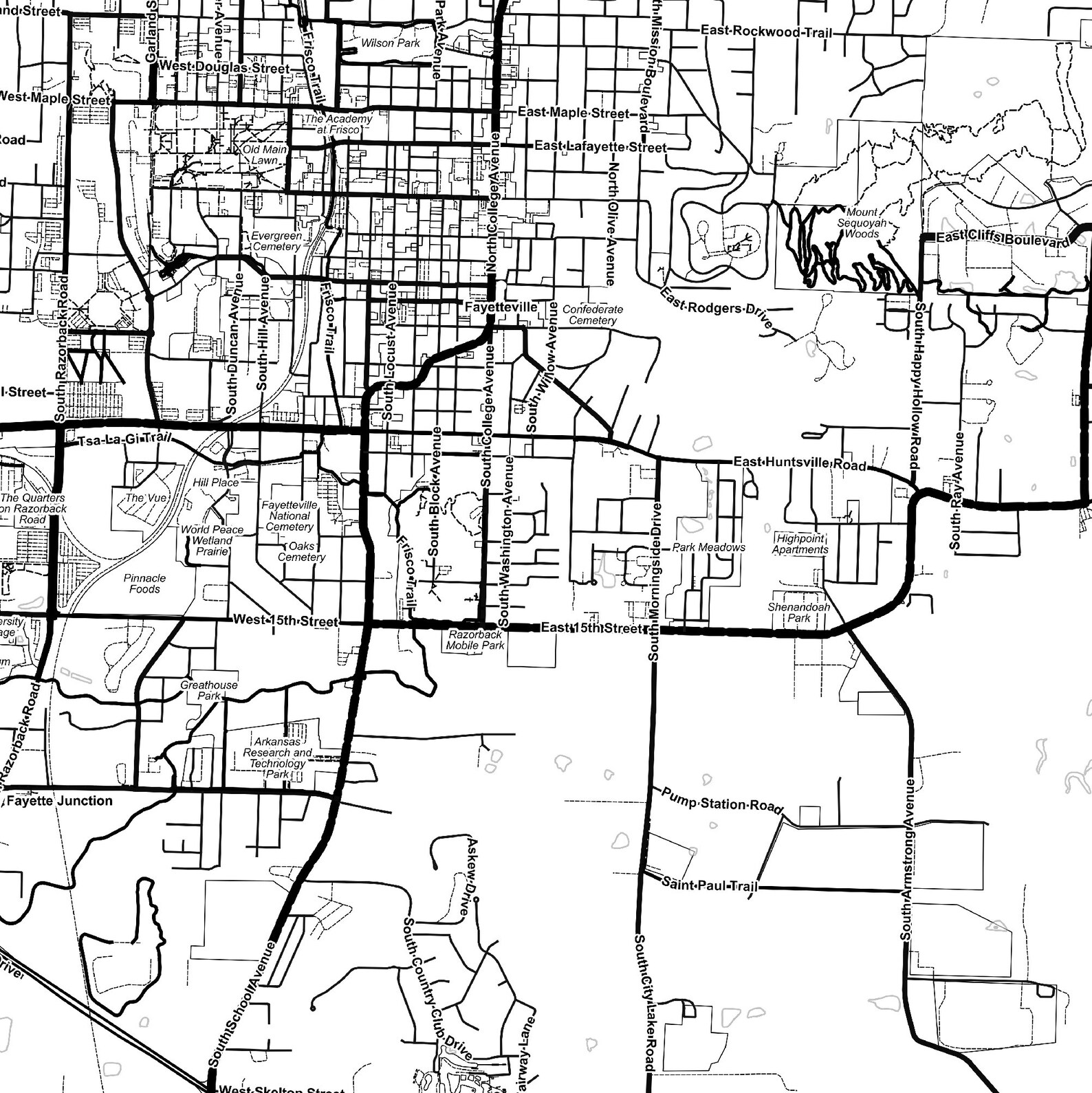 Fayetteville Map Print With Street Names Fayetteville Road Etsy