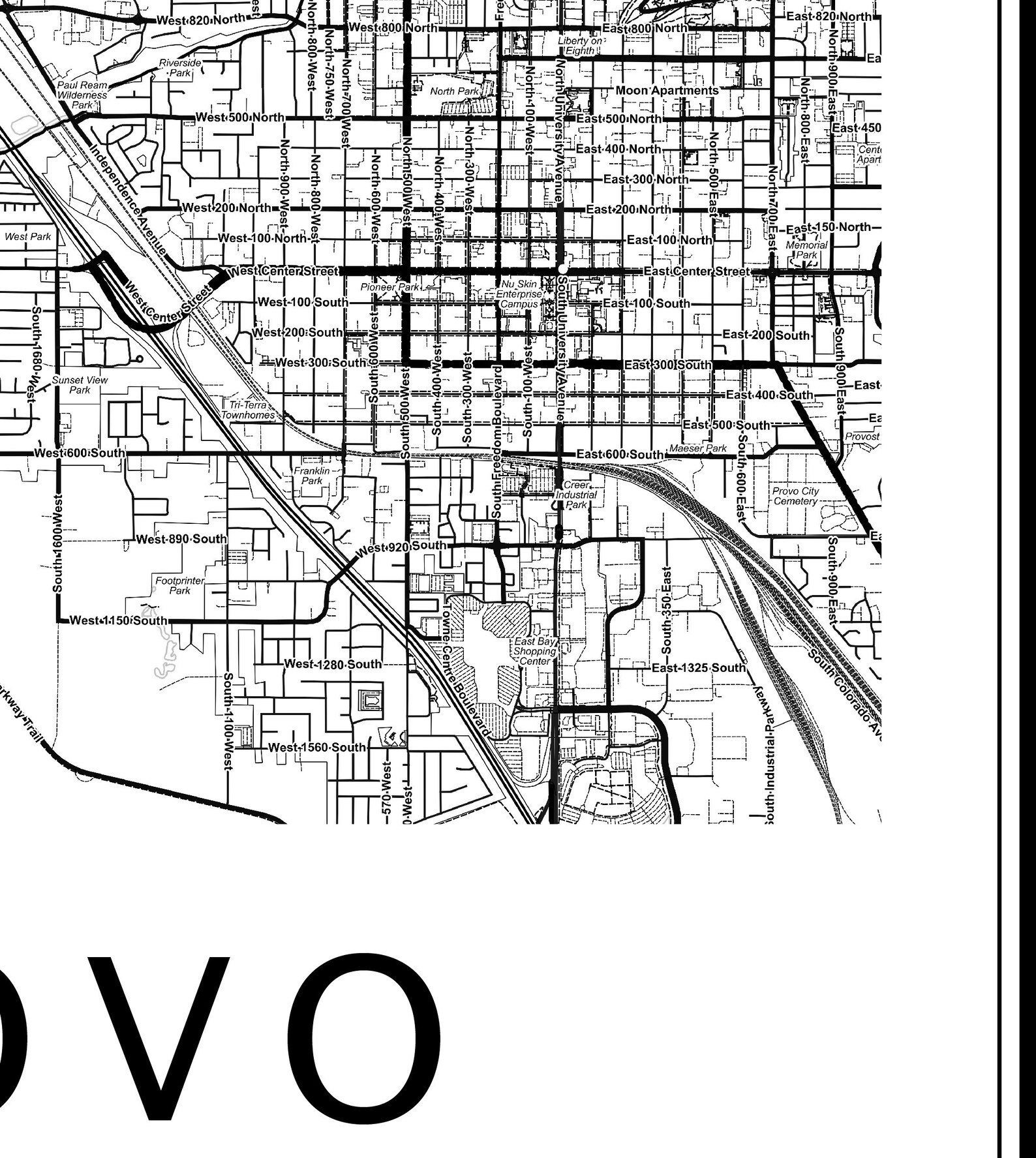 Provo Map Print With Street Names Provo City Road Map Utah Etsy