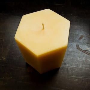 Large Beeswax Pillar Candles - Hexagon