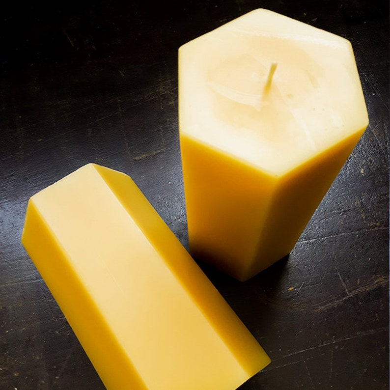 Large Beeswax Pillar Candles Hexagon Etsy