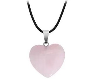 Collier Quartz rose pendentif coeur