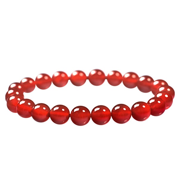 Bracelet Cornaline rouge orange 8mm