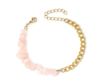 Bracelet quartz rose et acier inoxydable