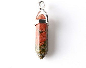 Double Pointed Natural Unakite Pendant