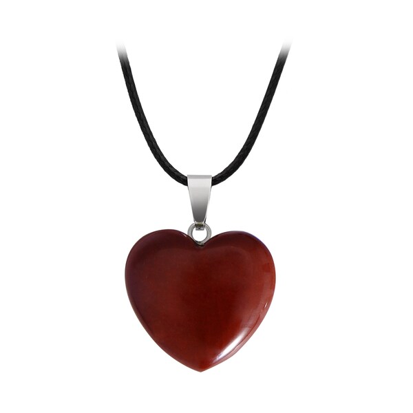 Collier Jaspe rouge pendentif coeur