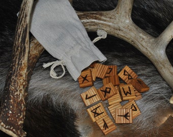 Oak Elder Futhark Rune Set - Pagan, Heathen, Wiccan, Asatru, Viking, Divination Rune Set