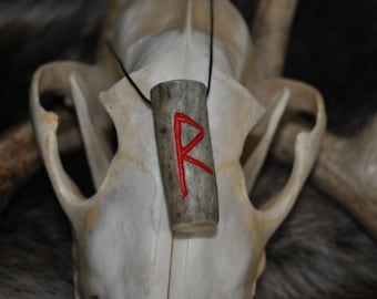 Raidho - Carved Moose Antler Pendant - Elder Futhark - Pagan Jewelry - Heathen - Handmade - Bone - Antler - Necklace