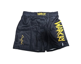 WARCRY mma Gold Shorts Mixed Martial Arts Presents Kickboxing Muay Thai Bindrune Rune no gi BJJ jiu jitsu shorts BJJ Gifts