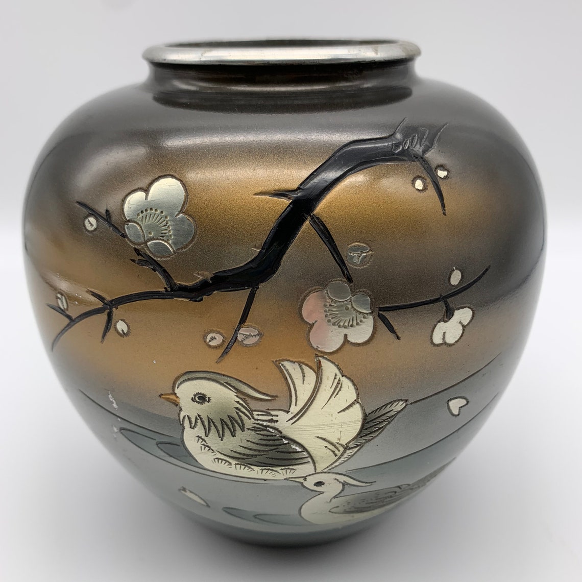 Chokin Vase Japan Vintagevintage Japanese Metal Vase Etsy