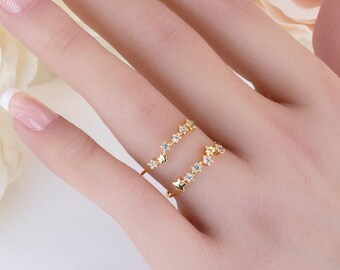 Dainty Stacked Star Galaxy Ring Layered Celestial Constellation Jewelry Spring Summer Fashion Hand Accessory Space Inspired Rings Collection