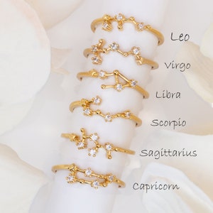 gold zodiac constellation rings for women birthday gift