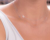Dainty Initial Sideways Necklace. Solid, Small Letter Choker, Custom Plain Initial Necklace, Name Necklace On 14k Gold Plated Choker