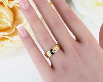 Stackable Star Galaxy Ring Band Layered Celestial Constellation Jewelry Spring Summer Fashion Hand Accessory Space Inspired Thick Band