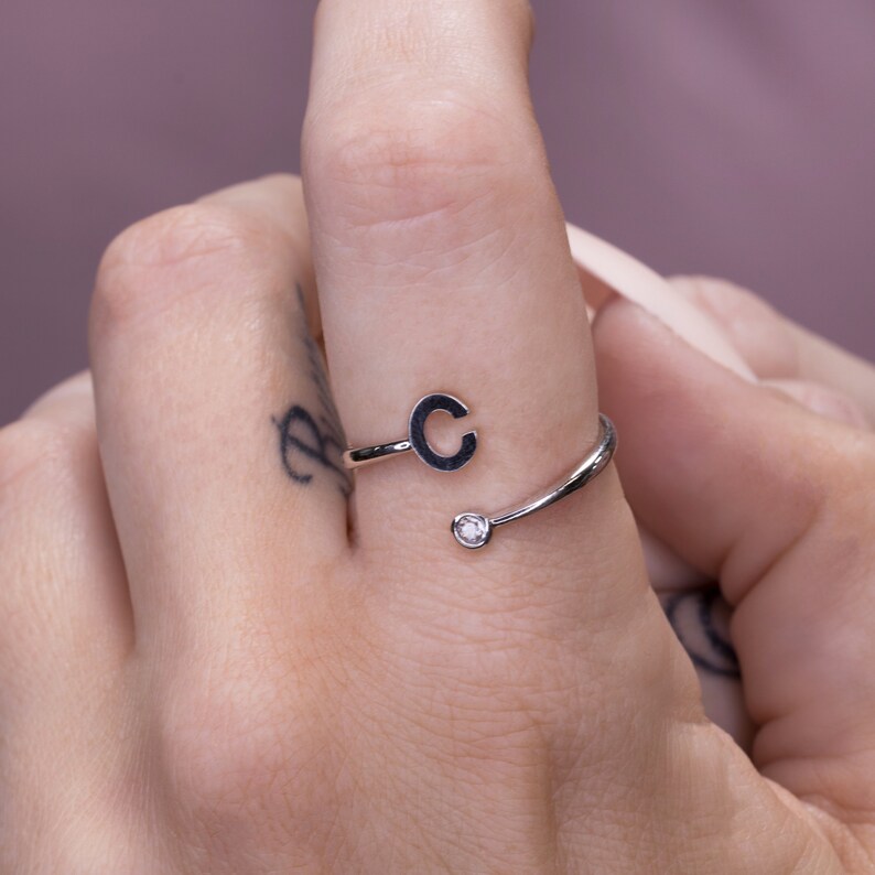 silver C ring gift for sister