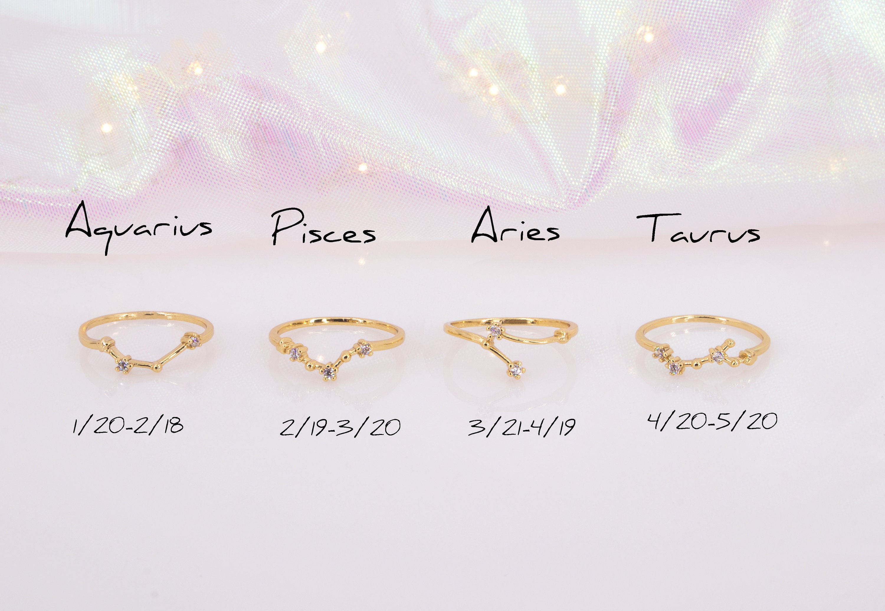 Dainty Zodiac Star Ring For Women Constellation Astrology Horoscope Jewelry Personalized Celestial Birthday Gift Mother&#39;s Day Gift In Box