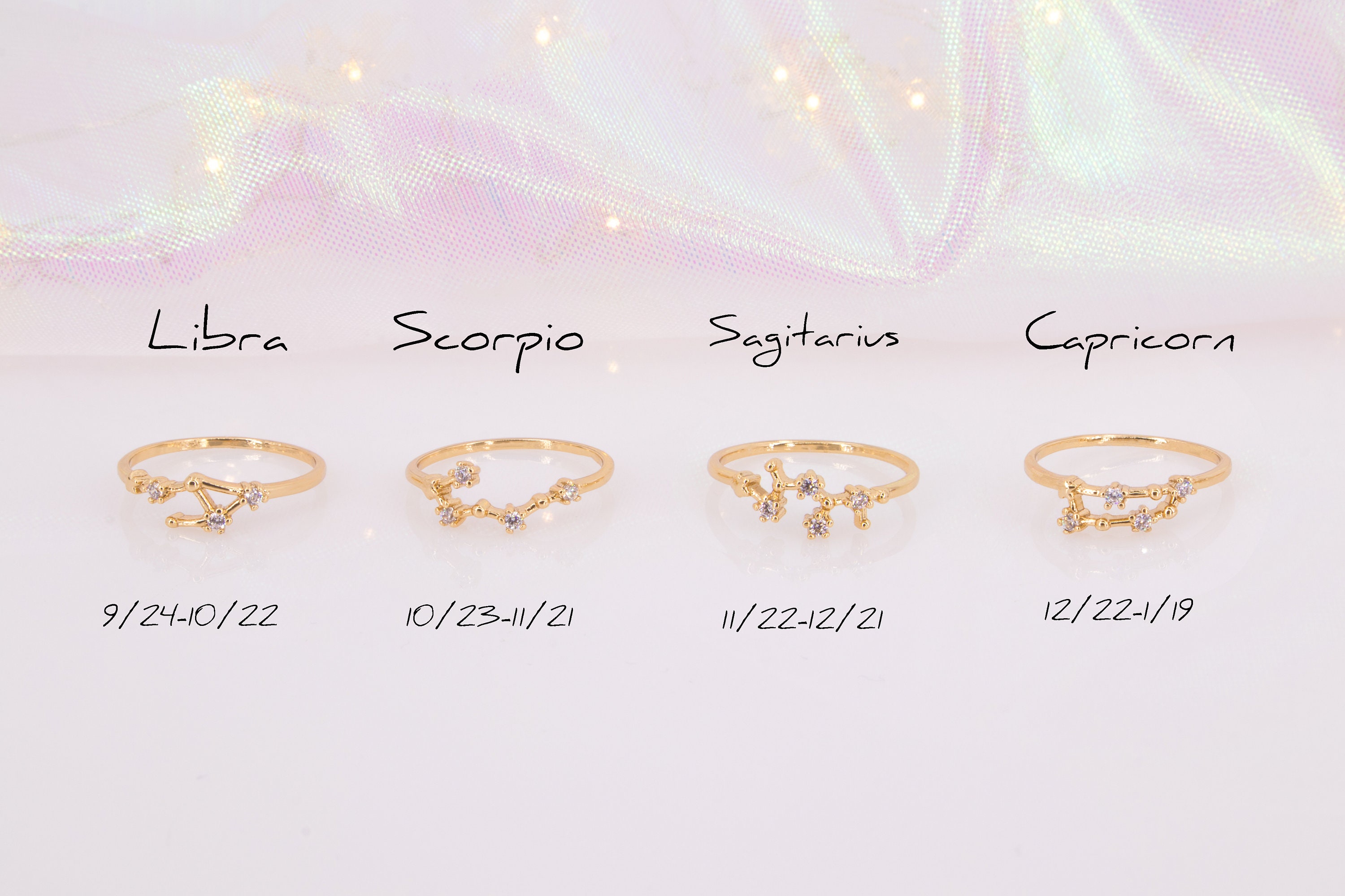 Dainty Zodiac Star Ring For Women Constellation Astrology Horoscope Jewelry Personalized Celestial Birthday Gift Mother&#39;s Day Gift In Box