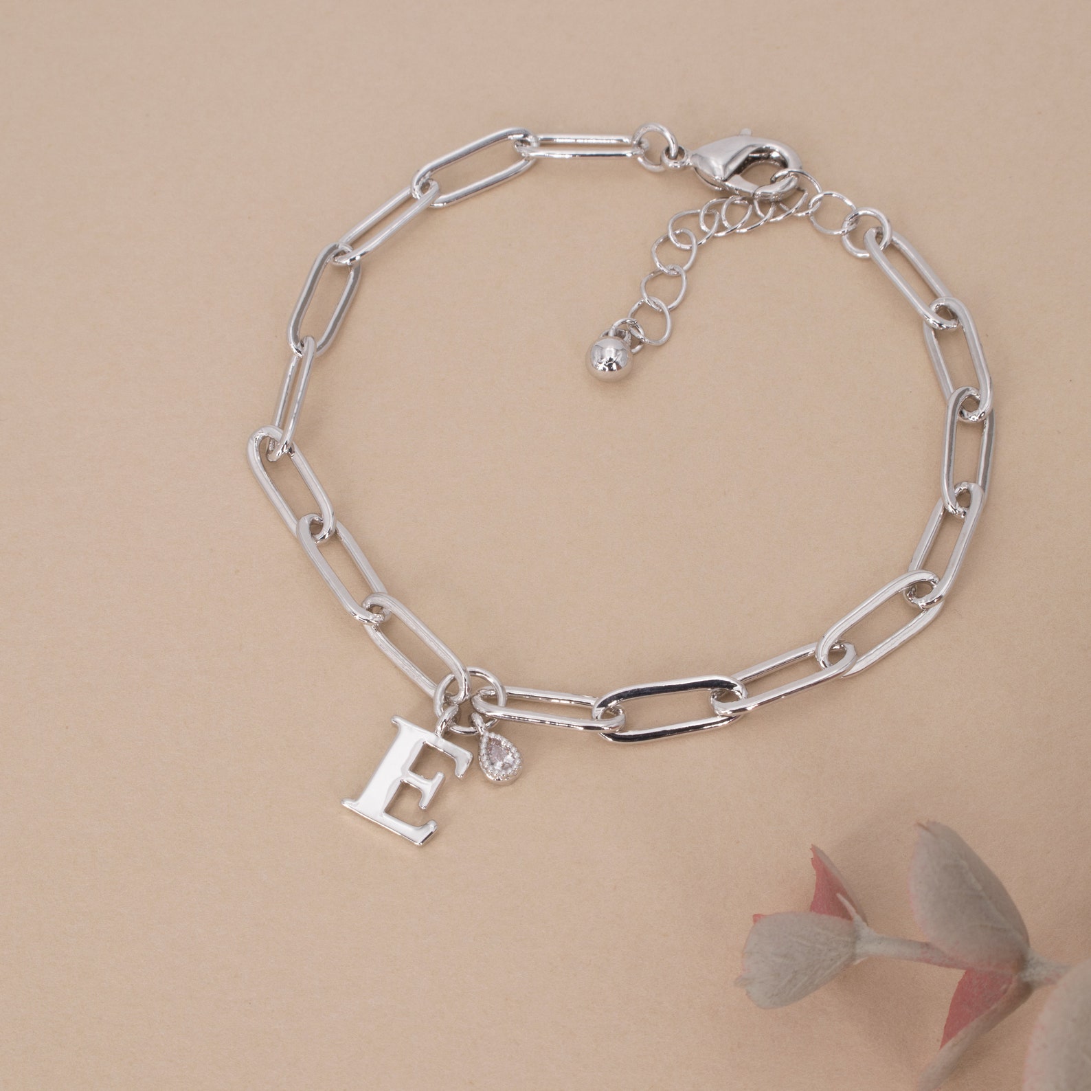 Paper Clip Chain Bracelet Initial Link Chain Alphabet Bracelet Etsy