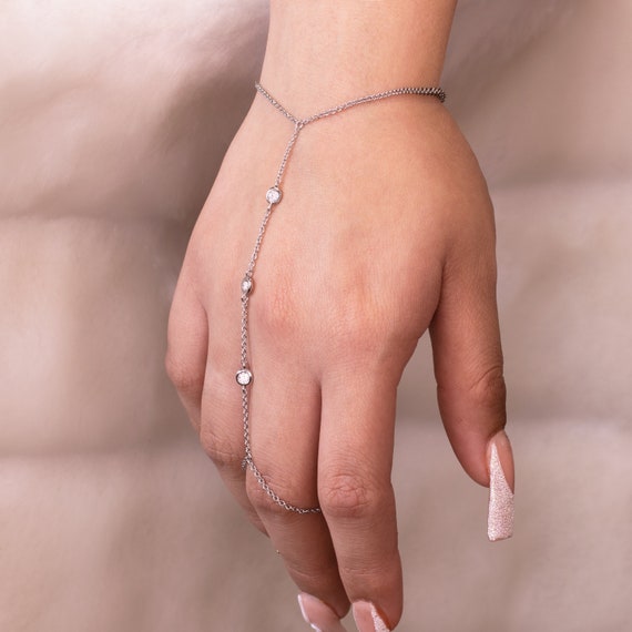 Chicque Boho Hand Chain Layered Bead Finger Ring Hand Bracelet