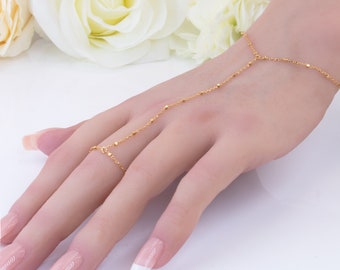 Dainty Hand Chain Bracelet Women Wedding Gift For Bride Bridesmaids Slave Body Chain Gold Silver Fairy Bracelet Ring Wrist Jewelry In Box