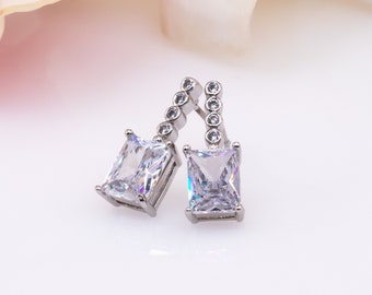 Clear Gemstone Wedding Prom Earrings Princess Diamond Jewelry Classic Timeless Style New Trending Spring Summer Fashion Elegance Accessory