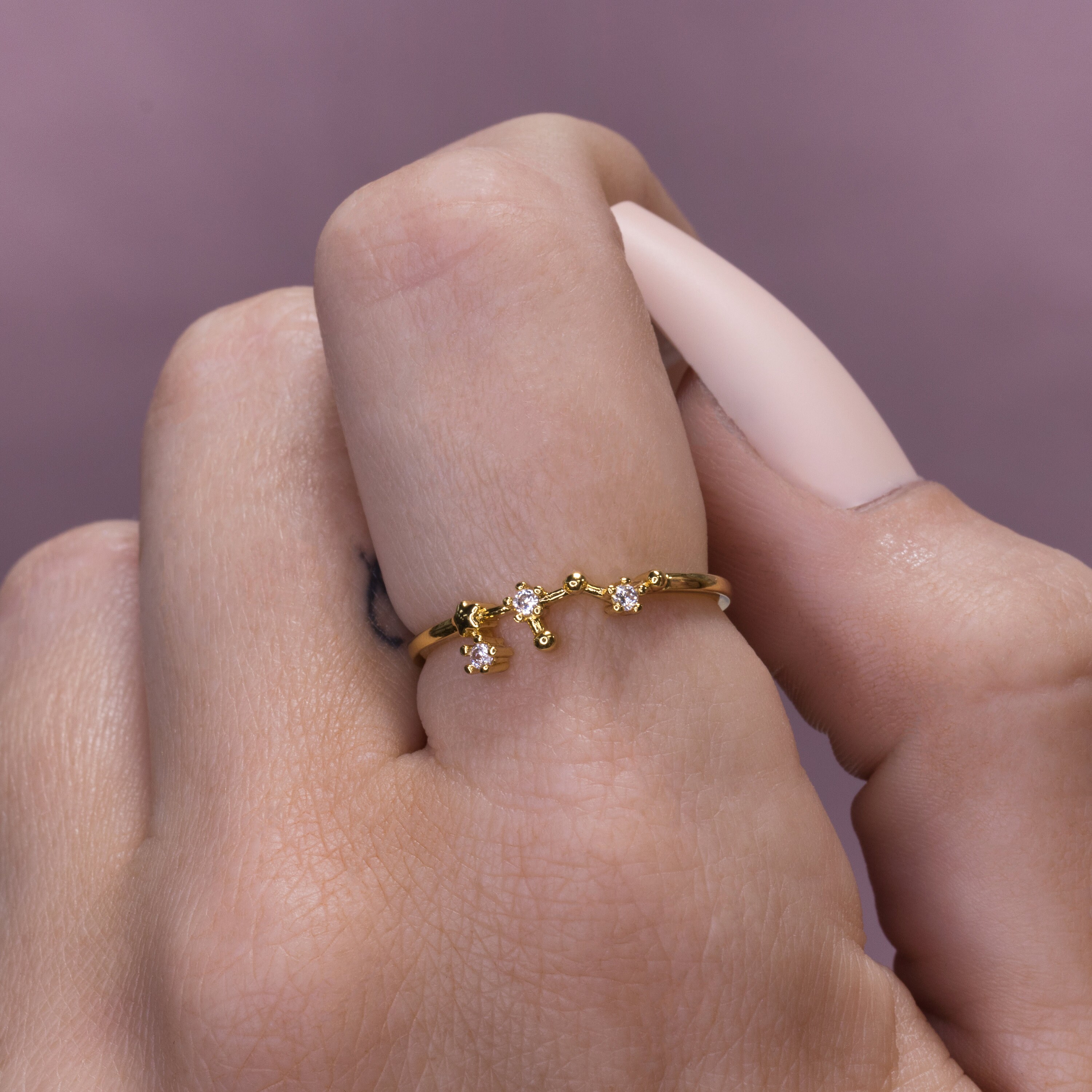 Dainty Zodiac Star Ring For Women Constellation Astrology Horoscope Jewelry Personalized Celestial Birthday Gift Mother&#39;s Day Gift In Box